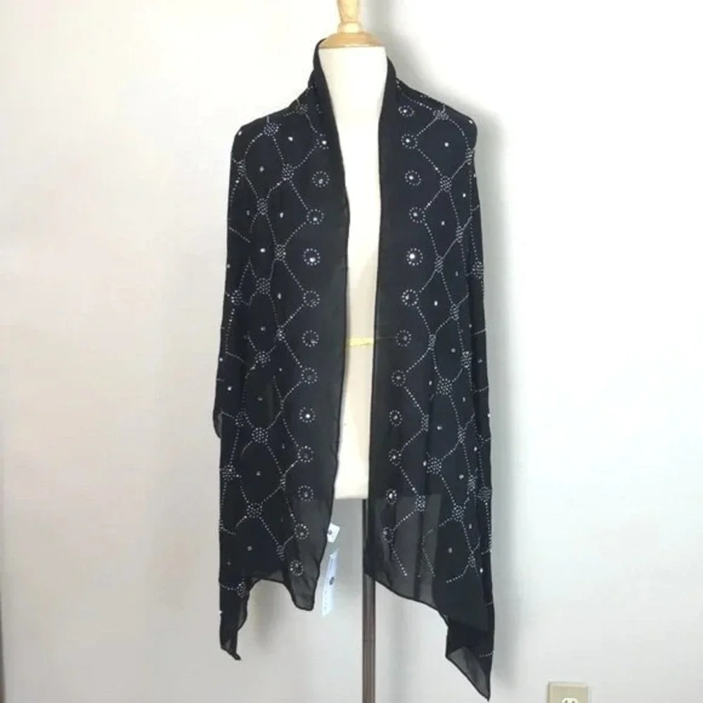 JESSICA MCCLINTOCK OS Bead Adorned Scarf Wrap Evening Formal Cocktail Whimsigoth